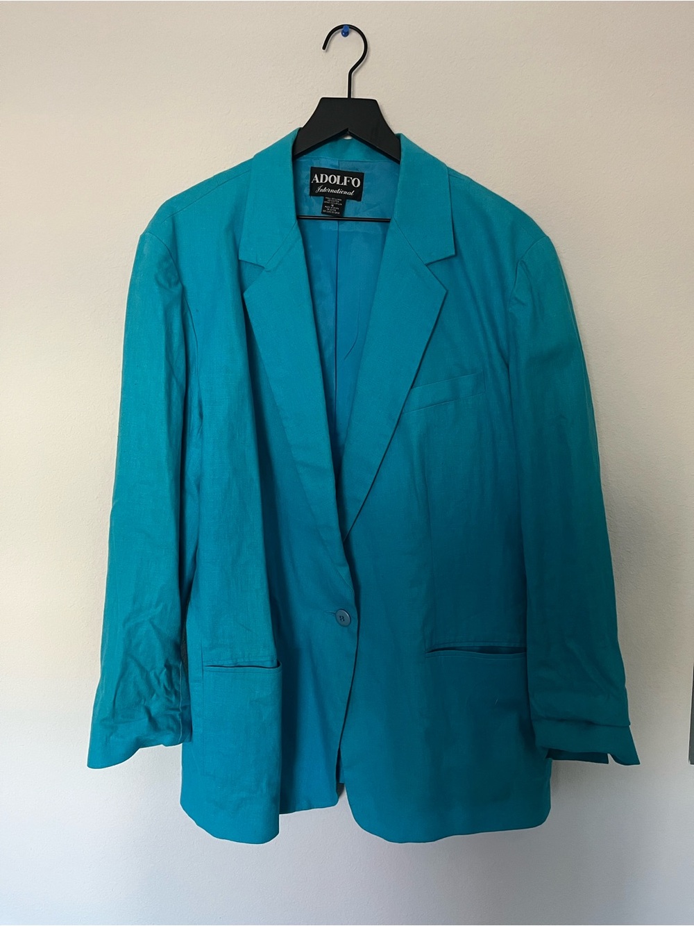 Adolfo Teal Single-Button Women's Blazer